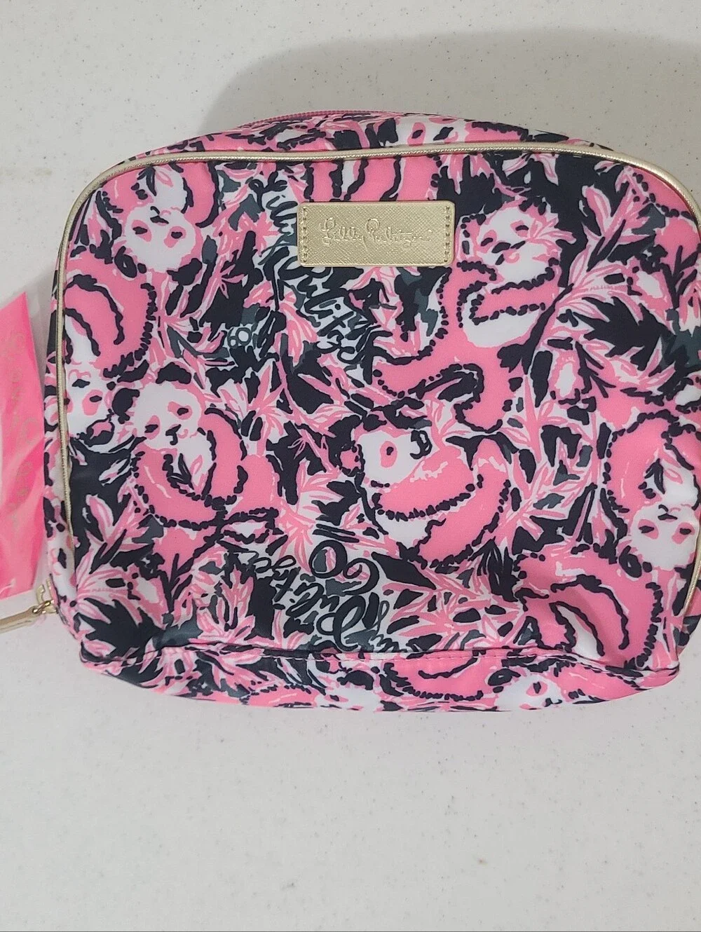 NWT Lilly Pulitzer Hanging With My Boo Escape Cosmetic Case Makeup Bag Panda